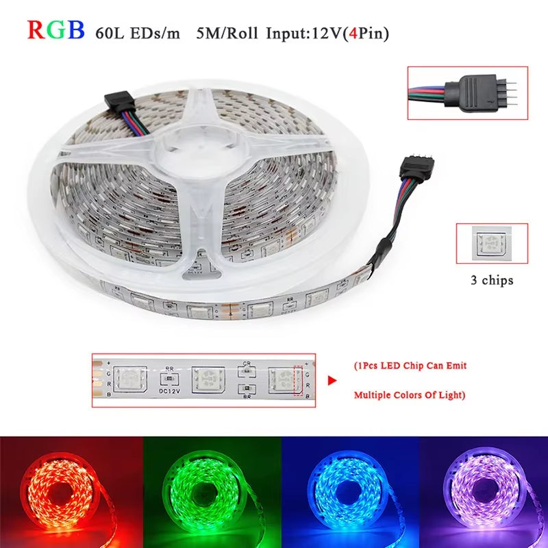 RGBWW LED Strips Lights 15M WIFI Waterproof RGB LED Light Flexible Ribbon Tape 25M 5050 LED Strip Bluetooth APP + Adapter